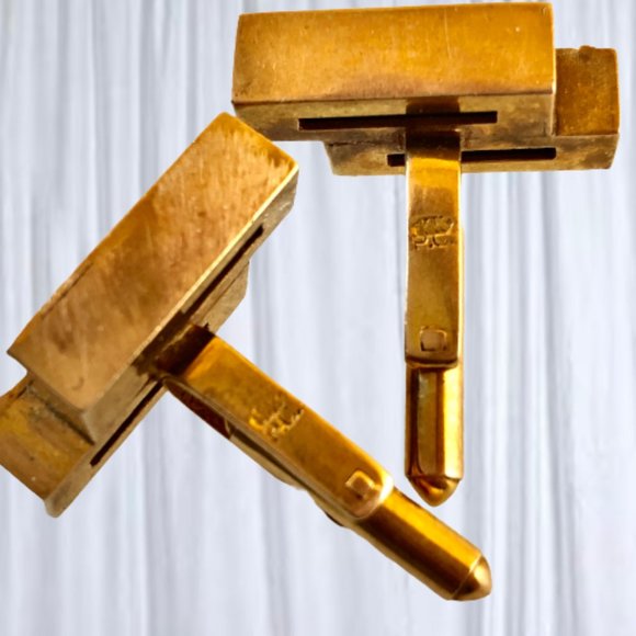 14K Yellow Gold Heavy Mens Cufflinks Signed PC 21 grams - Picture 10 of 15